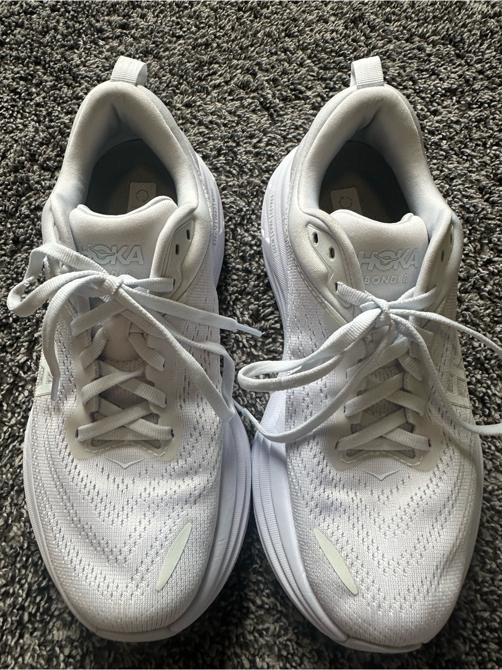 White Womens HOKA Bondi 8 White Running Walking Gym Sneakers Size 7 - Picture 9 of 15